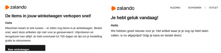 Voorbeeld afrekenen Zalando