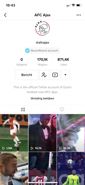 Ajax op Tiktok.