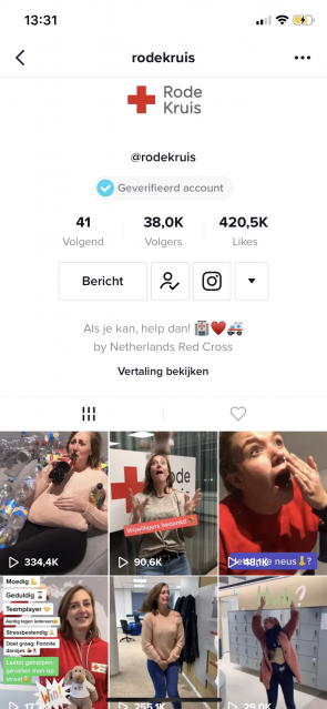 Rode Kruis op TikTok.
