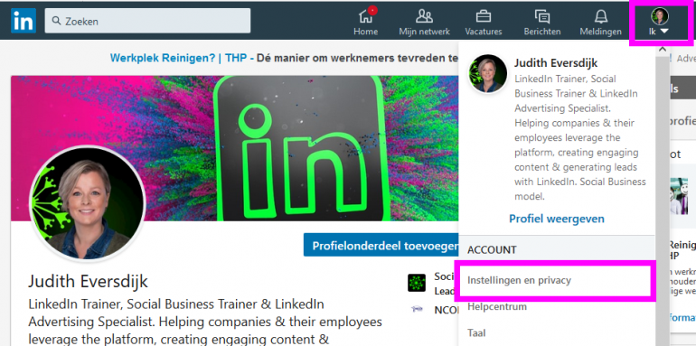 LinkedIn: instellingen en privacy.