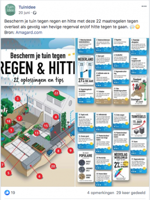 Facebookpost Tuinidee, voor linkbuilding.