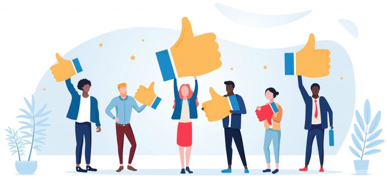 Illustratie van klanten met een goede customer experience.