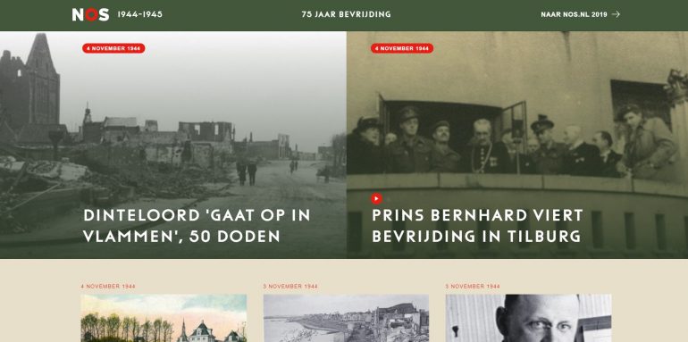 Storytelling NOS over 75 jaar bevrijding: screenshot.