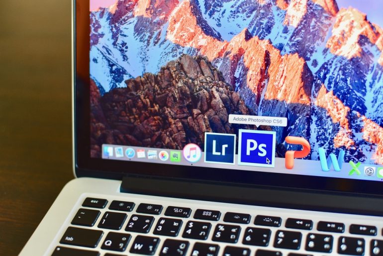 Screenshot van Photoshop op de laptop, een designprogramma.