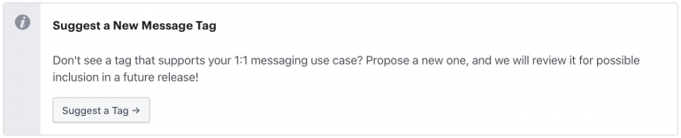 Messenger suggest a new messag tag.