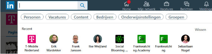 LinkedIn search history