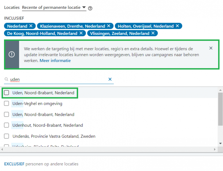 Nieuwe targetting LinkedIn Campagne Manager