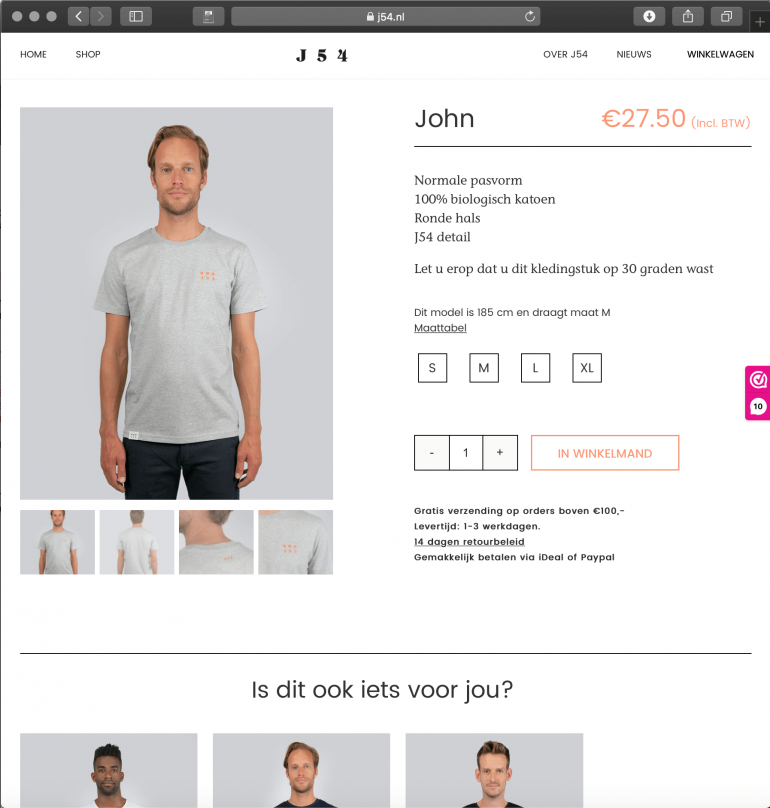 Screenshot productpagina J54.