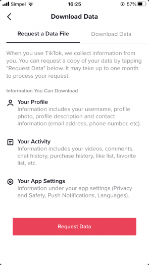 Privacyinstellingen van TikTok.