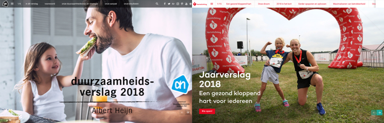 Duurzaamheidsverslag Albert Heijn en jaarverslag Hartstichting.