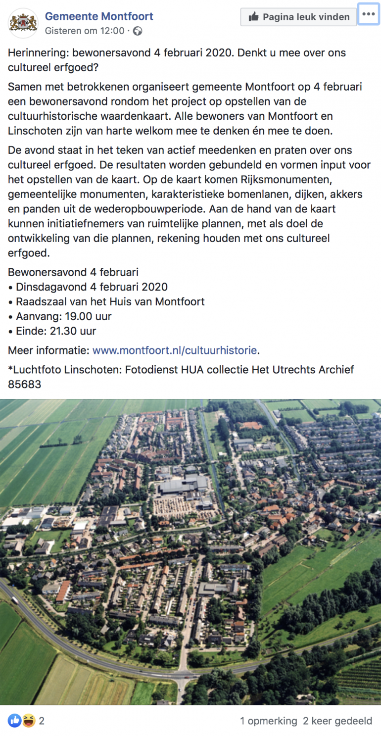 Communicatie via de tijdlijn vanuit gemeente 