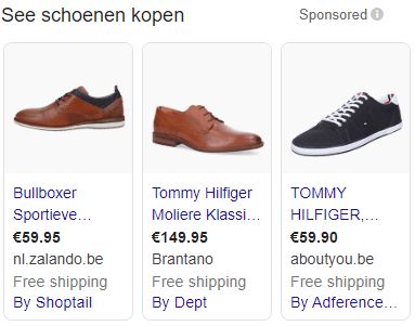 Voorbeeld Shopping-advertentie Google Ads.
