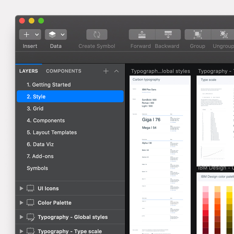 Een screenshot van een design systeem.