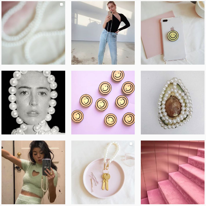 Instagram-account van Ateljé met pastelkleuren. 