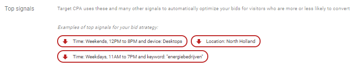 Screenshot van wat Smart bidding is in de Google Ads-feature.