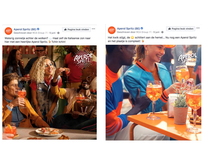 Aperol kiest bericht A of bericht B om relevantie te verhogen