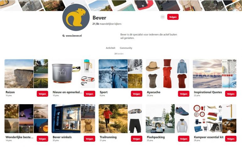 Screenshot van Bever op Pinterest.