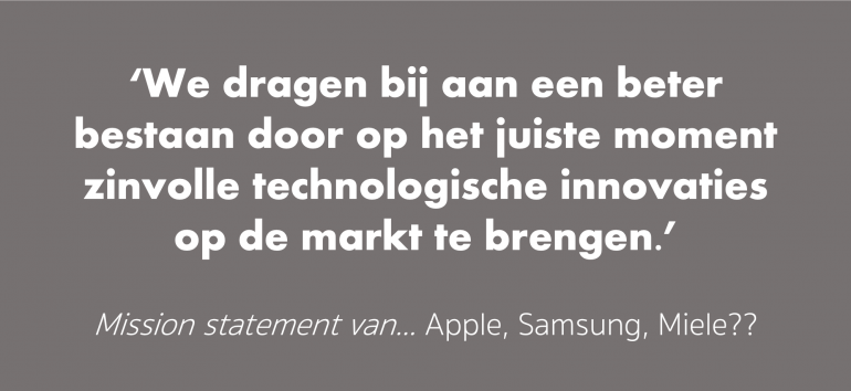 Een mission statement weergegeven als quote.