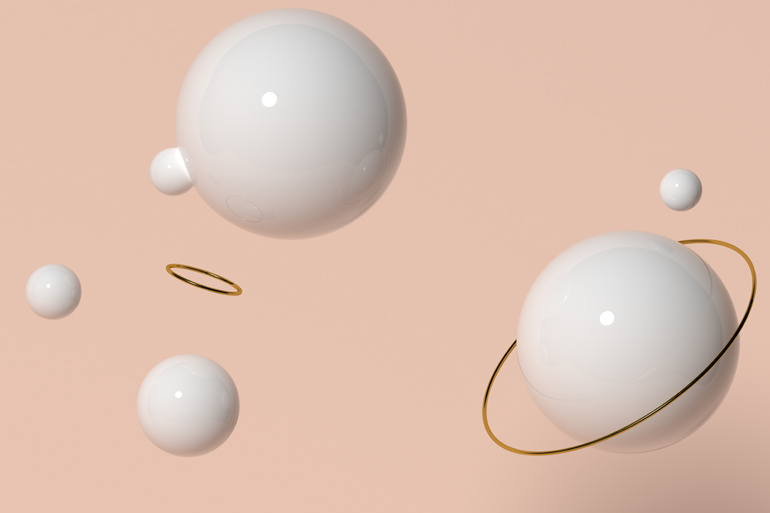 Filter bubbels in de vorm van glazen ballen.