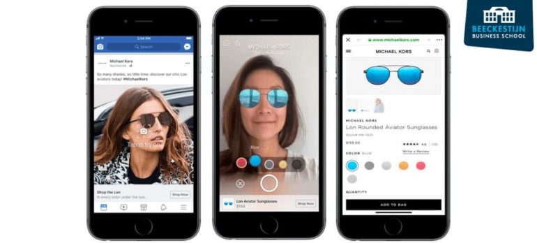 Screenshot van AR-layers van een zonnebril op Instagram voor conversie.