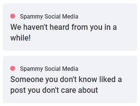 Voorbeeld van een evil nudge: fake notifications.