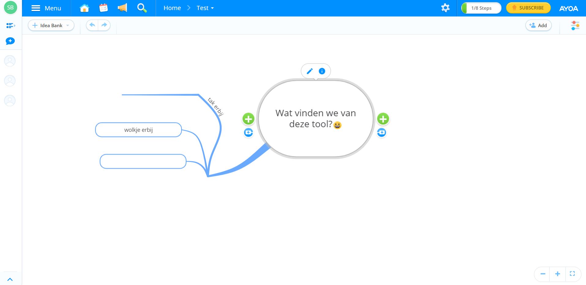 Screenshot van de tool Ayoa.