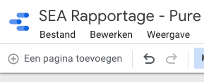 Pagina toevoegen in Google Data Studio