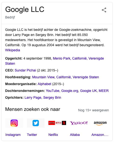 Een rich snippet van Google