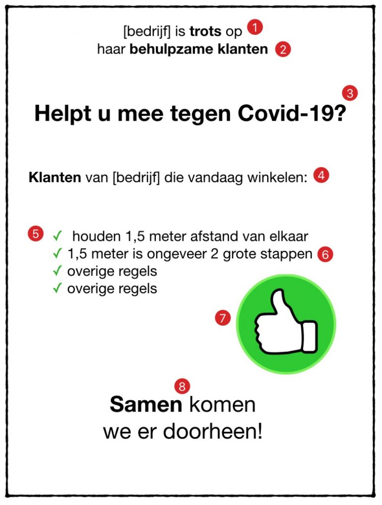 Poster met coronamaatregelen.