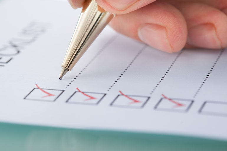 Checklist afvinken.