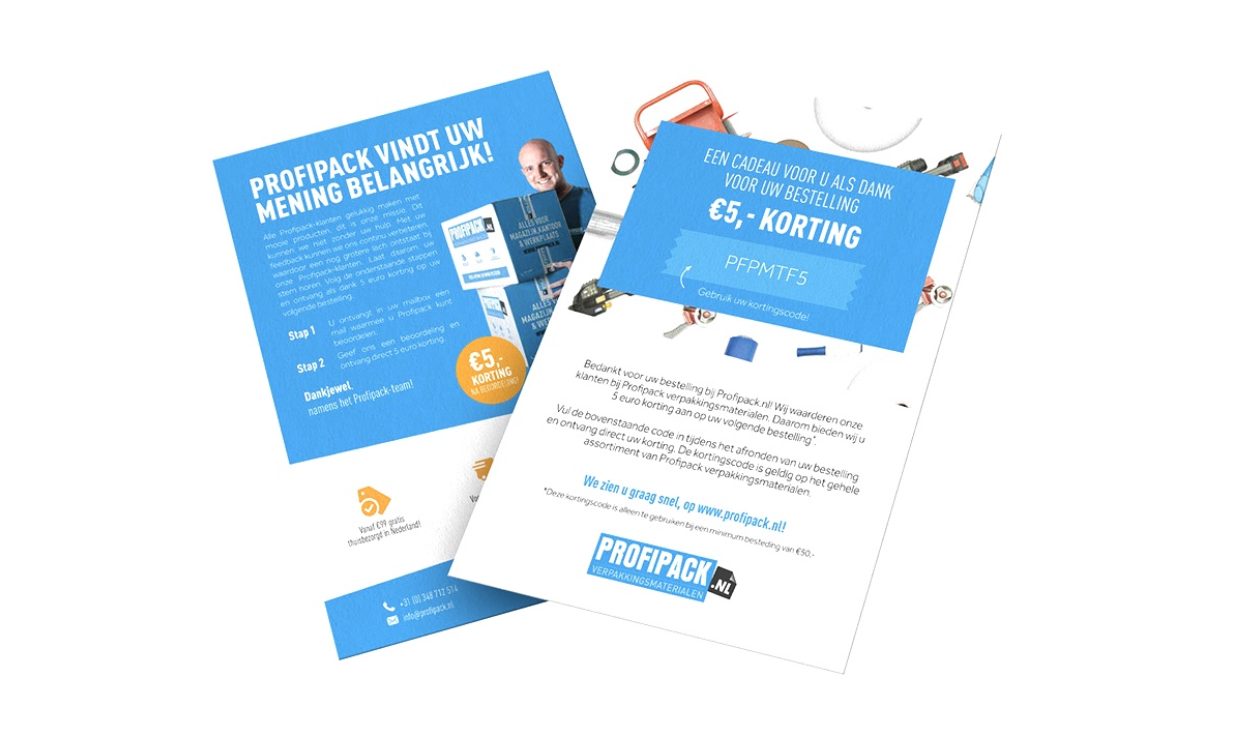 Voorbeeld 3 'bedankt voor je bestelling'-kaartje Voorbeeld bedankkaartje kortingscode