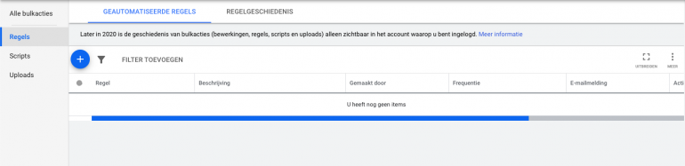 Geautomatiseerde regels in Google Ads bekijken