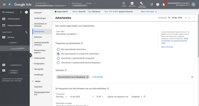 Geautomatiseerde regels instellen in Google Ads