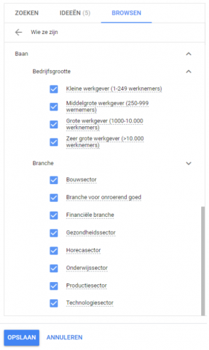 B2B beta target audiences in Google
