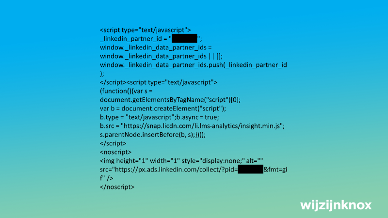 Het script voor de LinkedIn Insight Tag.