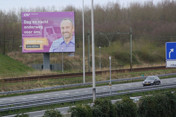 CNV billboard voor chauffeurs.
