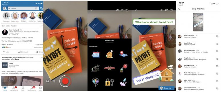 Voorbeeld van LinkedIn Stories.