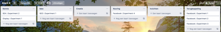 overzicht campagne op Trello-bord