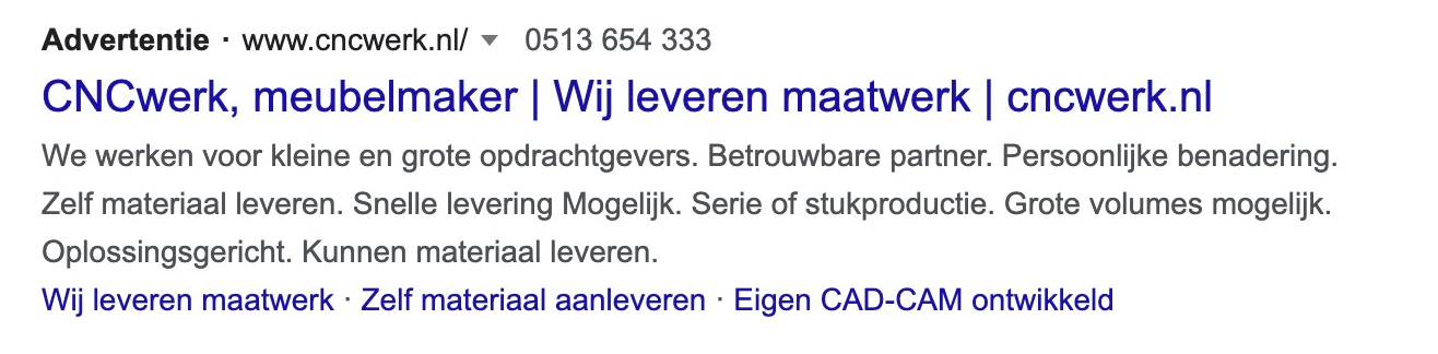 Advertentie meubelmaker