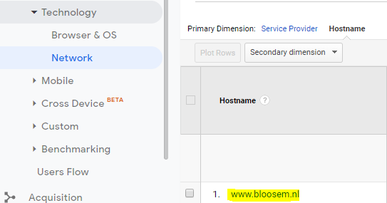 Google Analytics filter hostname 