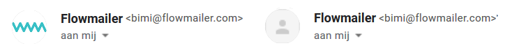 Afbeelding van BIMI, waarbij het domein met BIMI een favicon naast de e-mail heeft staan