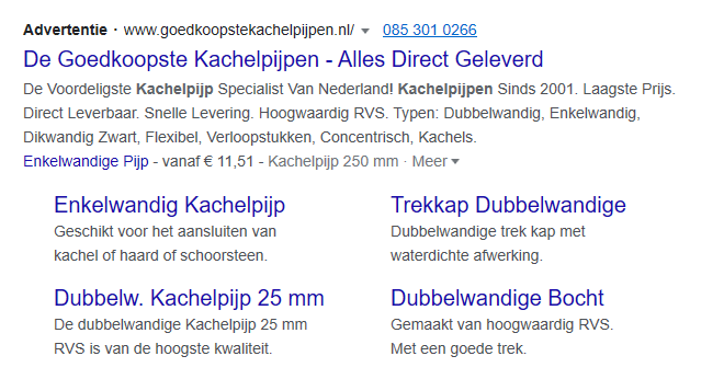Advertentie-extensies in Google Ads.