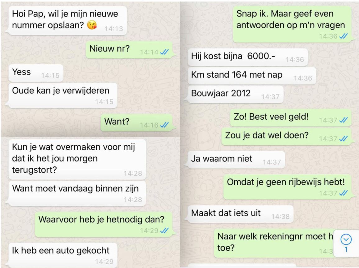 Afbeelding van WhatsApp-fraude.