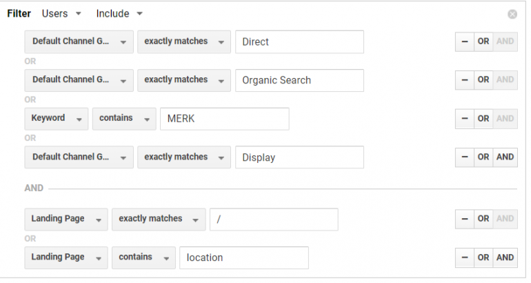 Segmenten in Google Analytics. 