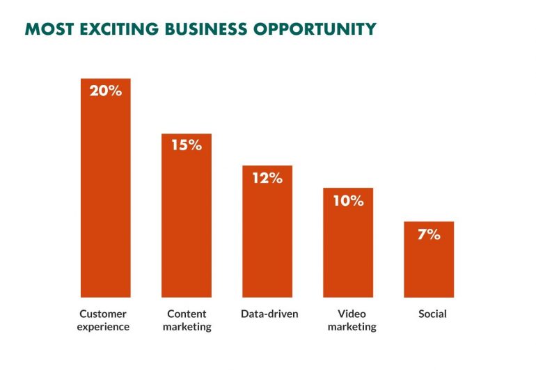 Grafiek met de 'most exciting business opportunities' waarbij CX op nummer 1 staat.