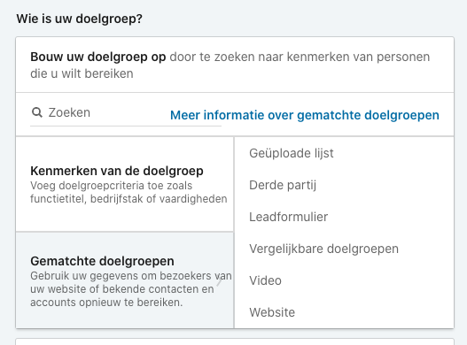 Retargeting doelgroep selecteren LinkedIn campagne