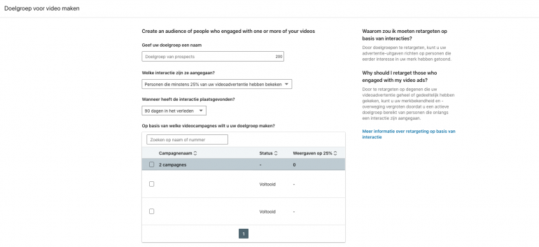 Retargeting doelgroep LinkedIn aanmaken