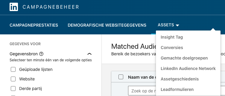 Functie gematchte doelgroep LinkedIn