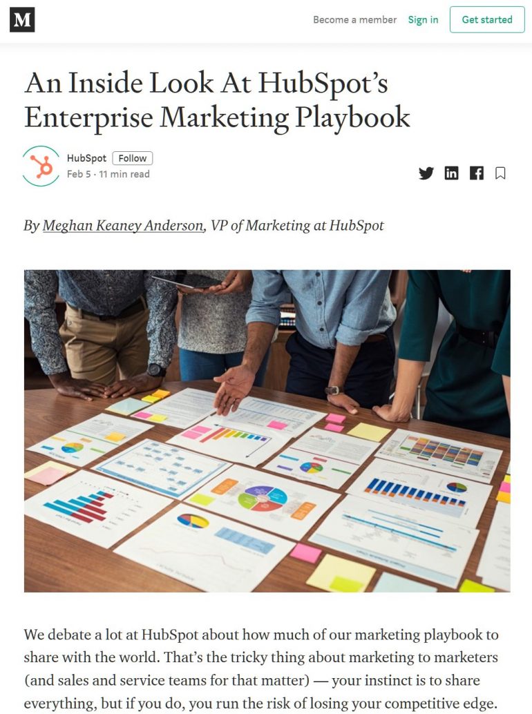 hubspot artikel op medium voor content distributie