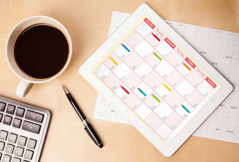 Kalender op tablet.